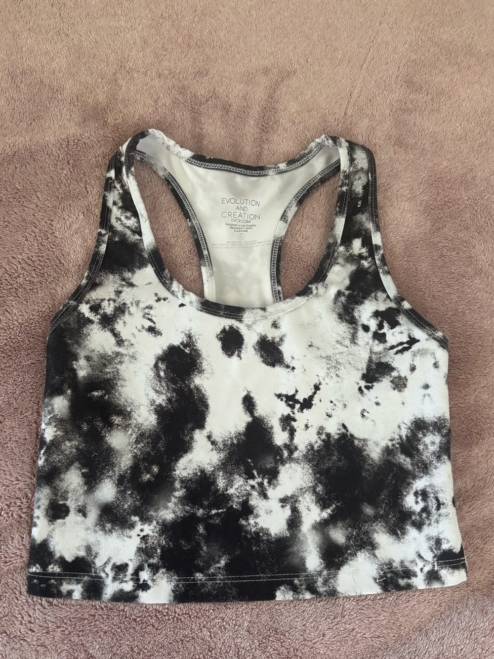 Evolution and Creation Black & White Tie-Dye Racerback Crop
